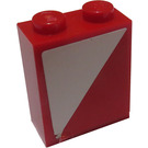 LEGO rouge Brique 1 x 2 x 2 avec blanc Triangle (La gauche) Autocollant avec support d'essieu intérieur (3245)