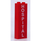LEGO Red Brick 1 x 2 x 5 with 'HOSPITAL' Sticker with Stud Holder (2454)