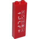 LEGO Red Brick 1 x 2 x 5 with Parking Information Sticker with Stud Holder (2454)