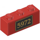 LEGO Rood Steen 1 x 3 met 5972 Sticker (3622)