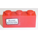 LEGO Red Brick 1 x 3 with 'Brussel - Amsterdam' (left) Sticker (3622)