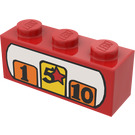 LEGO Rot Stein 1 x 3 mit Cash register mit '1', '5', '10' (3622)