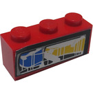 LEGO rouge Brique 1 x 3 avec De Affronter Phare La gauche Autocollant (3622)