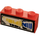 LEGO Red Brick 1 x 3 with Front Light Right Sticker (3622)