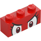 LEGO Red Brick 1 x 3 with Pom Pom Angry Face (3622 / 101872)