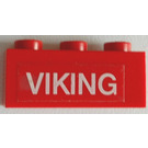 LEGO Rood Steen 1 x 3 met Wit 'VIKING' Aan Rood background Sticker (3622)