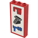 LEGO Red Brick 1 x 3 x 5 with Cup, Phone and Tap Decoration (3755)