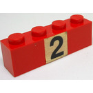 LEGO Red Brick 1 x 4 with '2' Sticker (3010)