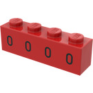LEGO Rood Steen 1 x 4 met 4 Ovals (3010)