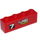 LEGO Rood Steen 1 x 4 met '7' en Turbo Racer (Links) Sticker (3010)