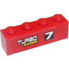 LEGO Rood Steen 1 x 4 met '7' en Turbo Racer (Rechtsaf) Sticker (3010)