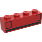LEGO Red Brick 1 x 4 with Basic Car Taillights (3010)