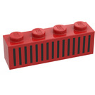 LEGO rouge Brique 1 x 4 avec Noir 15 Bars Grille (3010)