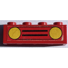 LEGO Red Brick 1 x 4 with Car Grille Sticker (3010)