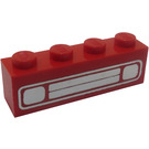 LEGO Rood Steen 1 x 4 met Chrome Zilver Auto Rooster en Headlights (met reliëf) (3010)