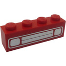 LEGO rot Backstein 1 x 4 mit Chrome Silber Auto Gitter und Headlights (Geprägt) (3010)