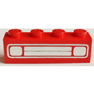 LEGO Red Brick 1 x 4 with Chrome Silver Car Grille and Headlights (Printed) (3010 / 6146)