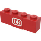 LEGO Rood Steen 1 x 4 met 'DB' Sticker (3010)