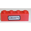 LEGO Red Brick 1 x 4 with 'ER60070' Sticker (3010)