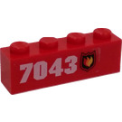 LEGO rouge Brique 1 x 4 avec Feu Badge et 7043 (Droite) Autocollant (3010)