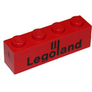 LEGO Rood Steen 1 x 4 met Legoland-logo Zwart (3010)