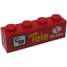 LEGO Red Brick 1 x 4 with Octan Logo, 'Tele', and 'CB' Pattern (Model Right Side) Sticker (3010)