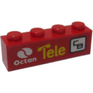LEGO rouge Brique 1 x 4 avec Octan, Tele et CB Logos (La gauche) Autocollant (3010)