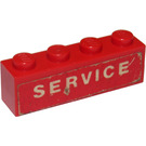 LEGO rot Backstein 1 x 4 mit 'SERVICE' Aufkleber (3010)