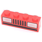 LEGO Red Brick 1 x 4 with Silver Car Headlights (3010)