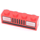 LEGO Rosso Mattoncino 1 x 4 con Argento Macchina Headlights (3010 / 80352)