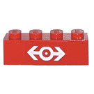 LEGO rot Backstein 1 x 4 mit Zug Logo Aufkleber (3010)