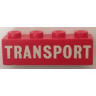 LEGO Červená Kostka 1 x 4 s "TRANSPORT" (Pevný Letters) (3010)