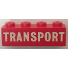 LEGO Red Brick 1 x 4 with "TRANSPORT" (Solid Letters) (3010)