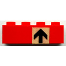LEGO Red Brick 1 x 4 with Up Arrow Sticker (3010)