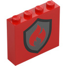 LEGO Rosso Mattoncino 1 x 4 x 3 con Fuoco logo (49311 / 101391)