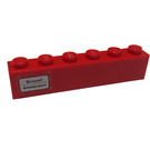 LEGO Red Brick 1 x 6 with 'Brussell - Amsterdam' on Left Side Sticker (3009)