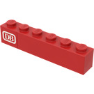 LEGO Rood Steen 1 x 6 met 'DB' Sticker (3009)