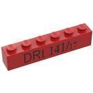 LEGO Rood Steen 1 x 6 met "DRI 141/17" from Set 10024 (3009)