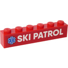 LEGO Rood Steen 1 x 6 met EMT Star of Life en 'Ski PATROL' Sticker (3009)