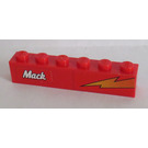 LEGO rot Backstein 1 x 6 mit 'Mack' und Lightning Links Aufkleber (3009)