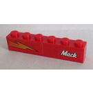 LEGO Rood Steen 1 x 6 met 'Mack' en Lightning Rechtsaf Sticker (3009)