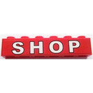 LEGO Red Brick 1 x 6 with 'SHOP' Sticker (3009)