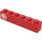 LEGO Rood Steen 1 x 6 met 'SNCF' Sticker (3009)