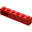 LEGO Red Brick 1 x 6 with Train Logo Black Sticker (3009)