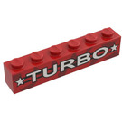 LEGO Rot Stein 1 x 6 mit "TURBO" und Sterne (3009)