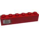 LEGO Red Brick 1 x 6 with 'Wien - Zurich' on Left Side Sticker (3009)