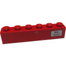 LEGO Red Brick 1 x 6 with 'Wien - Zurich' on Right Side Sticker (3009)