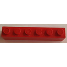 LEGO Red Brick 1 x 6 without Bottom Tubes, with Cross Supports