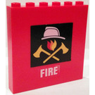 LEGO Red Brick 1 x 6 x 5 with Fire Department Logo Sticker (3754)
