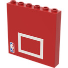 LEGO Rood Steen 1 x 6 x 5 met 'NBA' en Wit Rectangle (3754 / 46196)